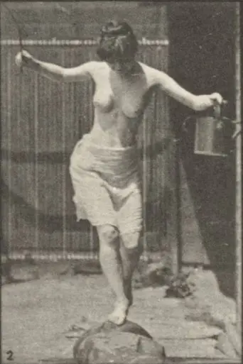 Woman Crossing Brook On Stepping-Stones With A Fishing Pole And A Can (1887)